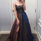 Affordable Simple Spaghetti Straps Long A-line Prom Dresses Sparkly Party Dresses