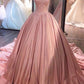 Luxury Ruffles Appliques Wedding Dress,Wraooed Chest Strapless Long Train Stain Wedding Gowns
