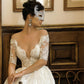 Half Sleeves Sheer Deep V-neck Lace Applique Ball Gown Illusion Back Wedding Dresses