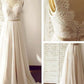 Simple Floor Length Sleeveless Wedding Gowns,Appliques Beach Wedding Dress With Gold Belt