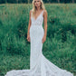 Charming V Neck Sheath Wedding Gowns,Sweep Train Appliques Wedding Dress OMW55 - Ombreprom