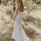 Sexy V Neck Trumpet Wedding Gowns,Sweep Train Appliques V Back Wedding Dress