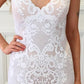 V Neck Sheath Floor Length Lace Appliques V Back Beach Wedding Dresses