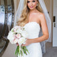 Strapless Sweetheart Sweep Train Appliques Mermaid Low Back Wedding Dresses
