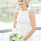 A Line Floor Length Sleeveless Sheer Back Appliques Side Slit Beach Wedding Dress OMW80 - Ombreprom