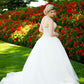 Square Sleeveless Ball Gown Mid Back Sequins Beading Wedding Dresses
