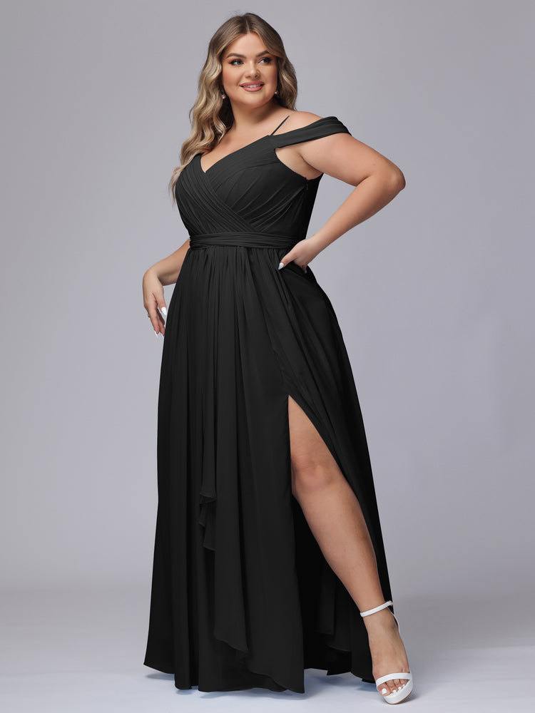 Long Chiffon Cross-Front Dress of Bridesmaids Mist Plus Size main image 0