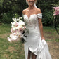 Off Shoulder Sweetheart A Line Wedding Dresses with Split
