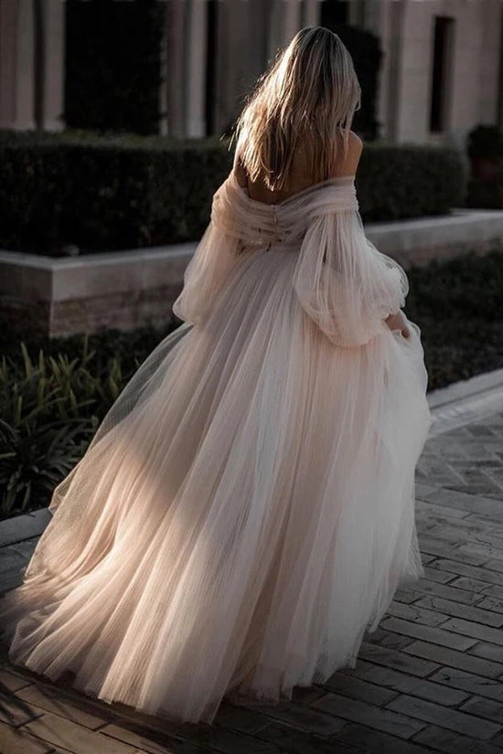 Products Elegant Flowy Long Sleeves Backless Romantic Long Beach ...