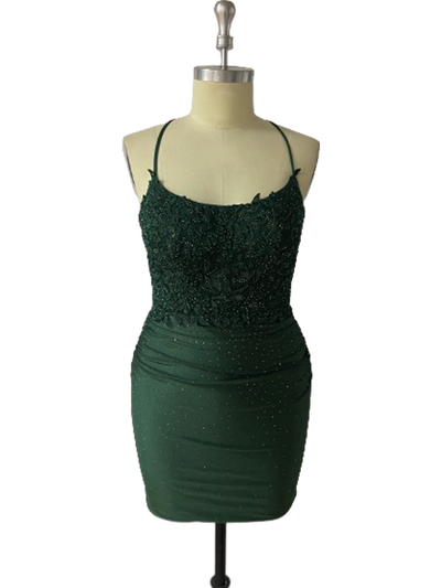 Spaghetti Strap Open Back Chiffon Dresses Lime Green