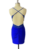 Sheath V Neck Spaghetti Straps Open Back Homecoming Dress WH1107