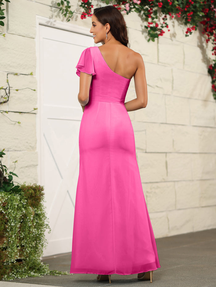 Simple Chiffon Bridesmaid Dress with Slit Azalea main image 1
