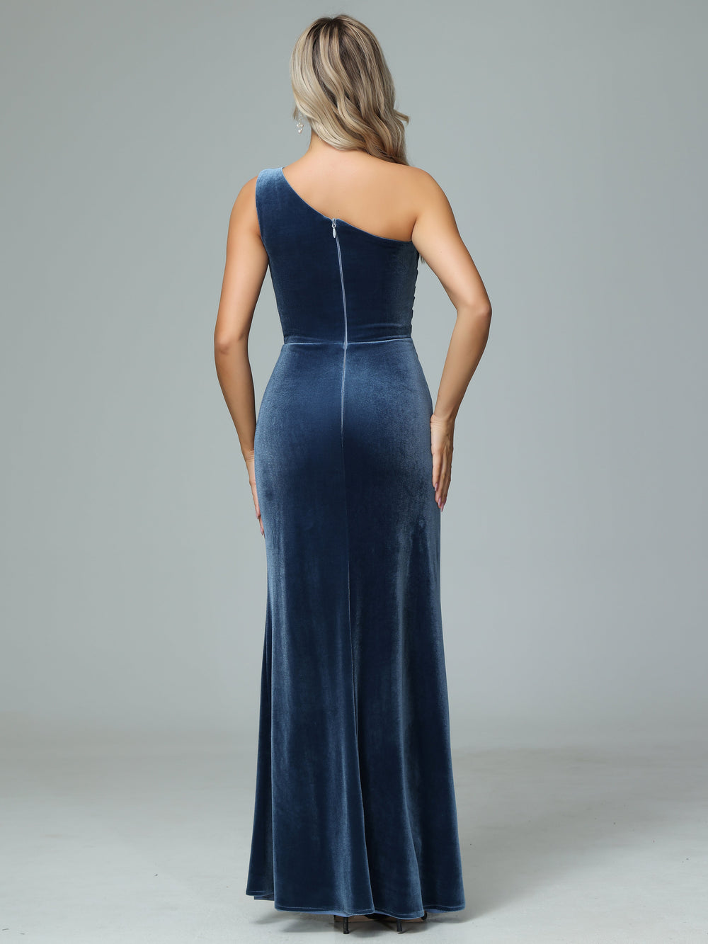One Shoulder Velvet Winter Formal Bridesmaid Dresses