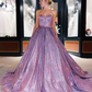 Sweetheart Shine Purple Long Prom Gowns Fashion Graduation Party Dresses