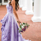 A-line Hi-lo Length Graceful Satin Sweetheart Prom Dresses With Appliques