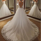 Gorgeous V Neck Open Back Cap Sleeves With Lace Appliques Long Wedding Dresses