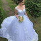 Gorgeous Tulle Ball Gown Lace Wedding Dresses with Appliques