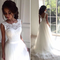 Charming Ivory Tulle Lace Up A-line Sweep Train Wedding Dresses