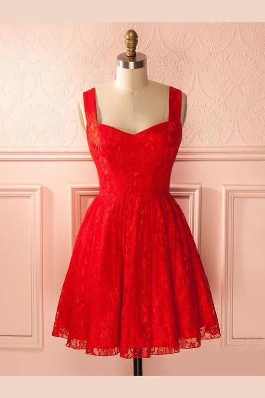 Red Curve Sleeveless Homecoming Dress,Open Back Appliques Short Prom Dress