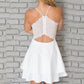 Ivory Spaghetti Sleeveless Short Homecoming Dresses