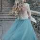 Cheap White Two-Piece Long Sleeves Knee-Length Homecoming Dress with Lace M286 - Ombreprom
