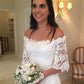 Classy Half Sleeve Off the Shoulder Lace Wedding Dress W297 - Ombreprom