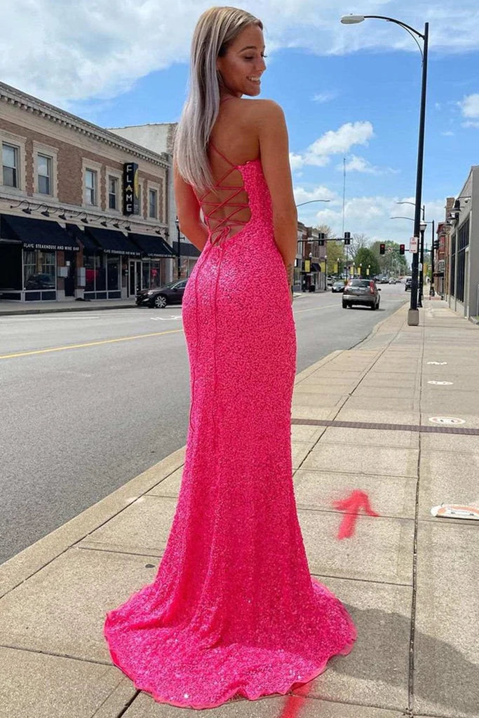 Pink Sequin Evening Gown Long Strapless Sequin Evening Gown PromGirl Pink Sequin Evening Gown Long Strapless Sequin Evening Gown PromGirl