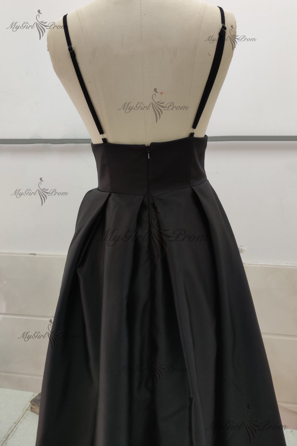 Sexy Black A-line V Neck Evening Dress Black Evening Gown Y6877