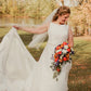 Simple Bateau Satin Sleeveless Wedding Dresses with Beading