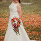 Simple Bateau Satin Sleeveless Wedding Dresses with Beading