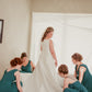 Simple Bateau Satin Sleeveless Wedding Dresses with Beading