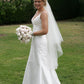 Simple Satin V Neck Wedding Dresses Sleeveless Bridal Gowns