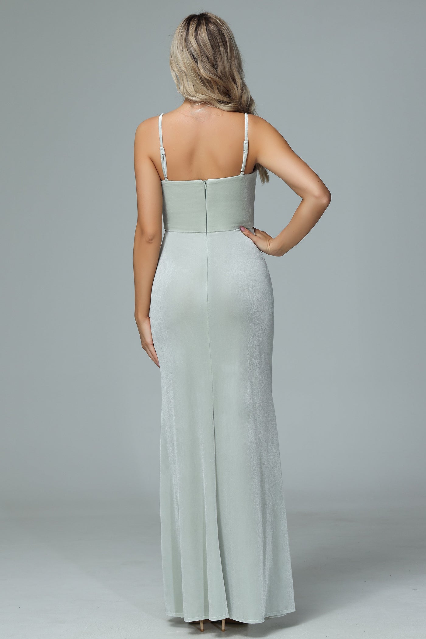 Sloane Spaghetti Straps Velvet Trumpet Bridesmaid Dress