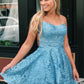 Spaghetti Straps Backless Lace Short Prom Dresses Homecoming Dresses