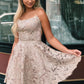 Spaghetti Straps Backless Lace Short Prom Dresses Homecoming Dresses