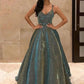 Sparkly Spaghetti Straps Prom Dress Backless Ball Gown PD1101