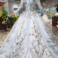 Stunning Long Sleeves Tulle Wedding Dresses with Embroidery Bridal Gown