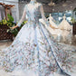 Stunning Long Sleeves Tulle Wedding Dresses with Embroidery Bridal Gown