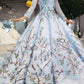Stunning Long Sleeves Tulle Wedding Dresses with Embroidery Bridal Gown