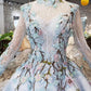 Stunning Long Sleeves Tulle Wedding Dresses with Embroidery Bridal Gown