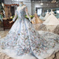 Stunning Long Sleeves Tulle Wedding Dresses with Embroidery Bridal Gown