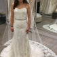 Sweetheart Sweep Train Mermaid Wedding Dresses with Beading
