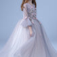 Cute V Neck Long Sleeves Tulle Floor Length A Line With Appliques Flower Girl Dresses