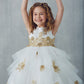 Satin Sleeveless With Beaded Appliques Round Neck Ball Gown Flower Girl Dresses