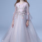Cute V Neck Long Sleeves Tulle Floor Length A Line With Appliques Flower Girl Dresses