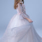 Cute V Neck Long Sleeves Tulle Floor Length A Line With Appliques Flower Girl Dresses