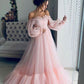 Chic Lace Up Blue Tulle Simple A Line Princess Prom Dresses
