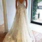 Spaghetti A-line Straps Floor-length Sleeveless Tulle Wedding Dresses