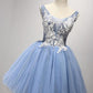 Luxurious A-line Straps Knee Length Short Tulle Homecoming Dresses