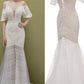 Spaghetti Straps Mermaid Long Lace Beach Wedding Dresses With Sleeves